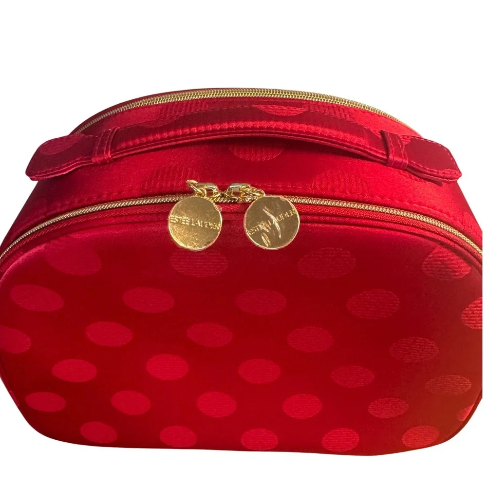 New! Holiday 2025 Estee Lauder Makeup Train Case Bag Double Zipper w/ Handle Red